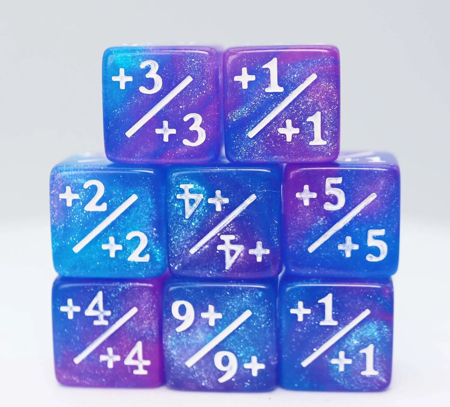  1/ 1 Blue & Purple Glitter Counters for Magic - set of 8