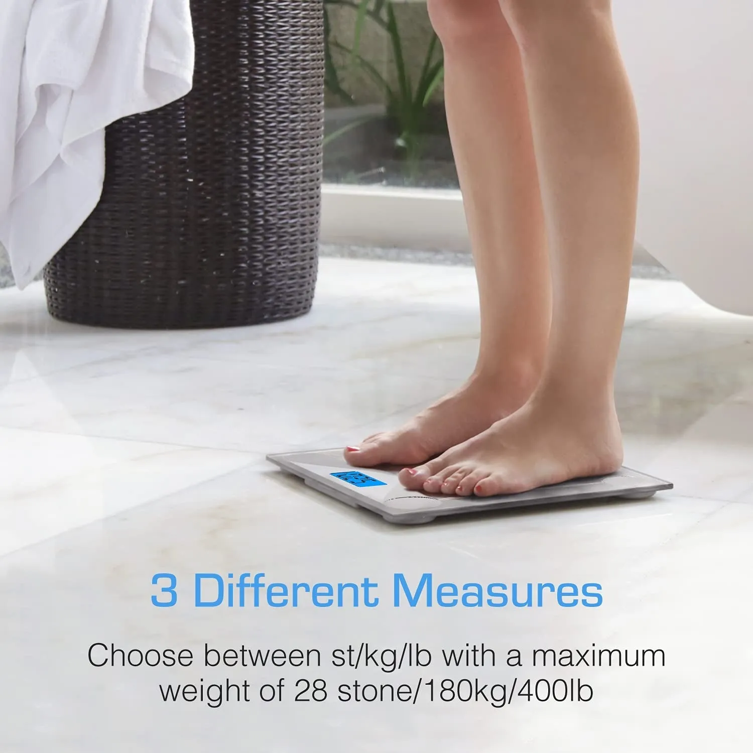 Active Era Digital Body Weight Scale - Ultra Slim High Precision Bathroom Scale with Tempered Glass, Step-On Technology and Backlit Display - Body Weighing Scale 180Kg / 400Lb (Lbs/Stone/Kgs)