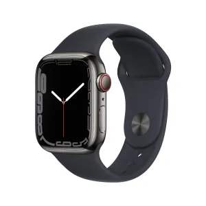 Apple Watch Series 7 GPS   Cellular, 41mm Graphite Stainless Steel Case with Midnight Sport Band - Regular