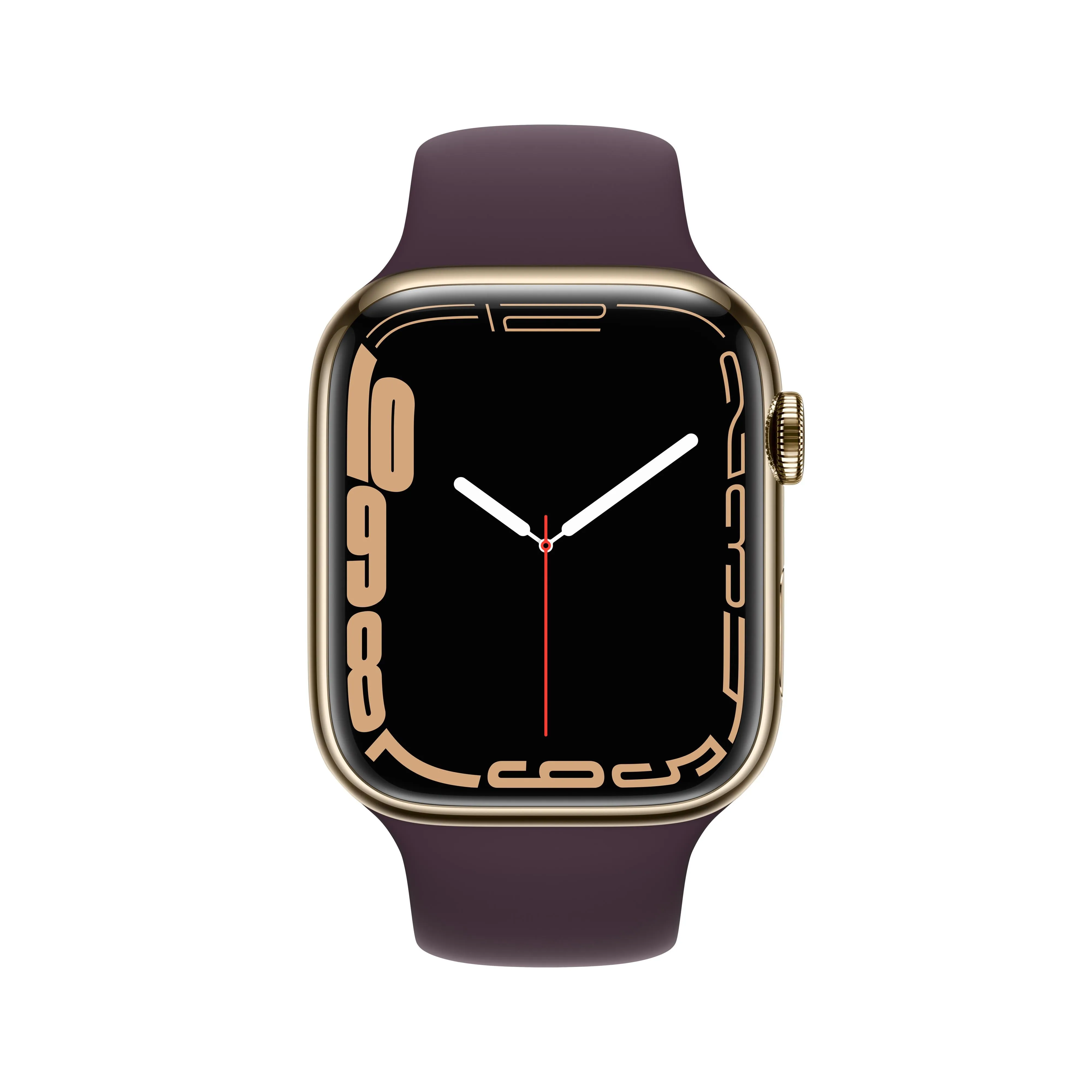 Apple Watch Series 7 GPS   Cellular, 45mm Gold Stainless Steel Case with Dark Cherry Sport Band - Regular