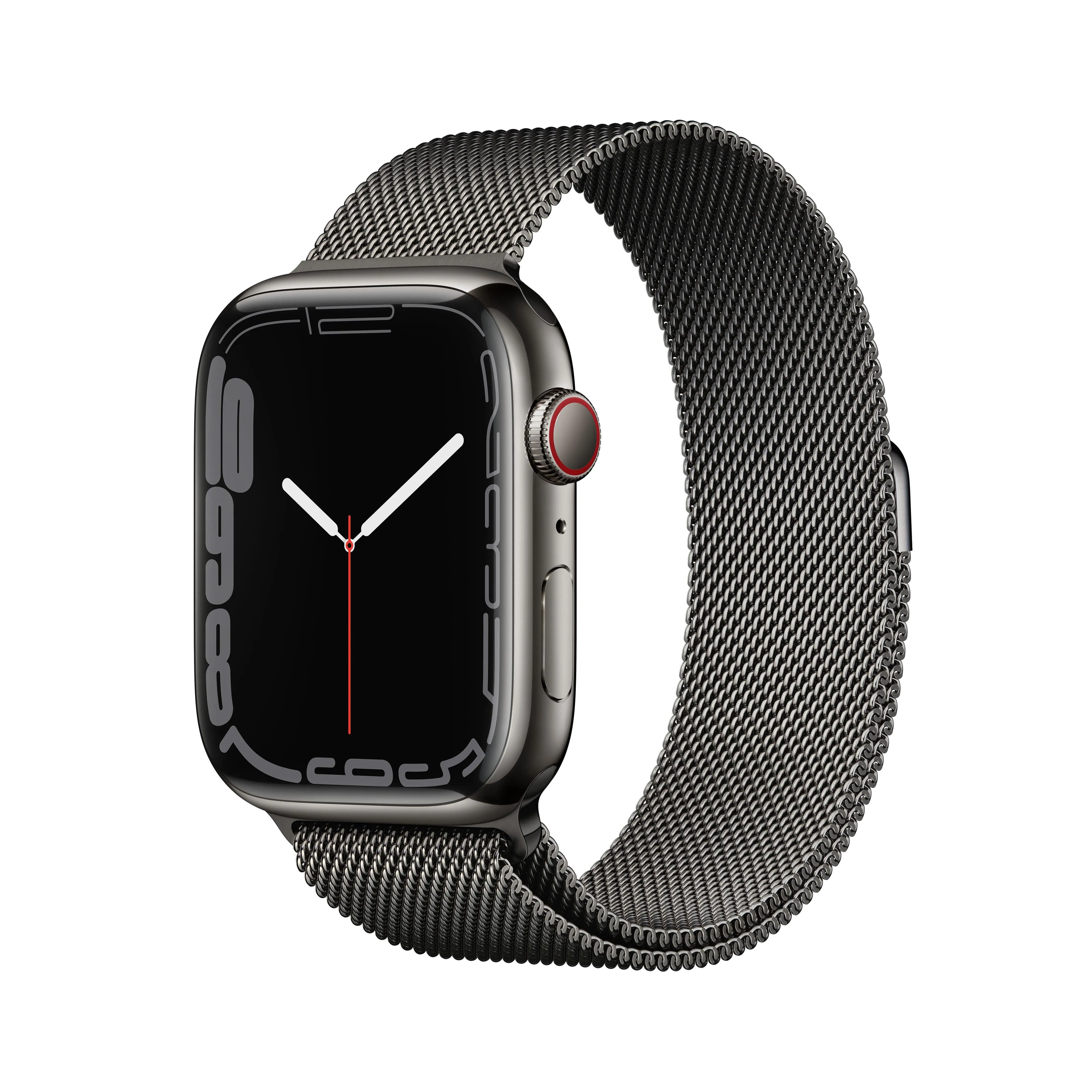 Apple Watch Series 7 GPS   Cellular, 45mm Graphite Stainless Steel Case with Graphite Milanese Loop