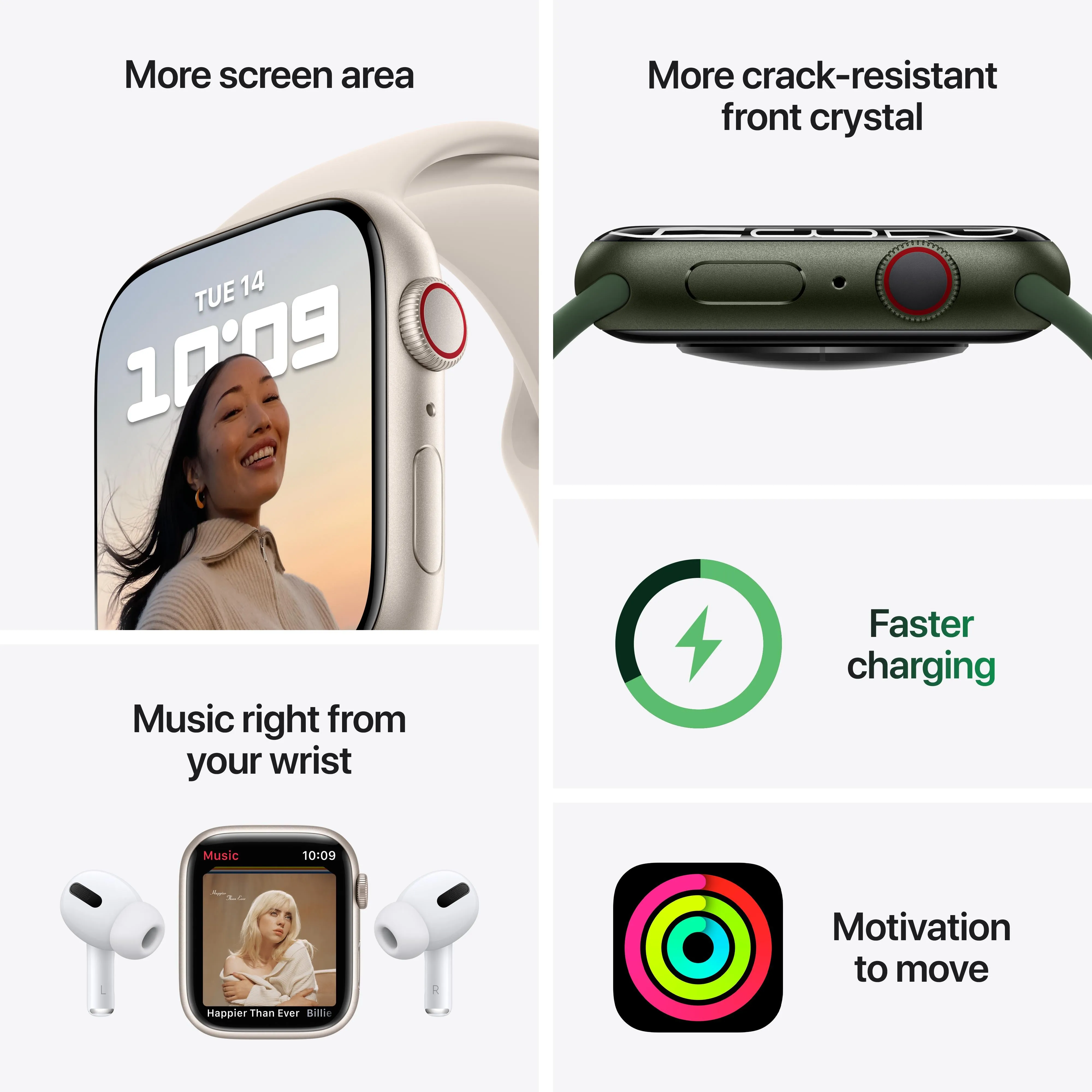 Apple Watch Series 7 GPS   Cellular, 45mm Green Aluminium Case with Clover Sport Band - Regular