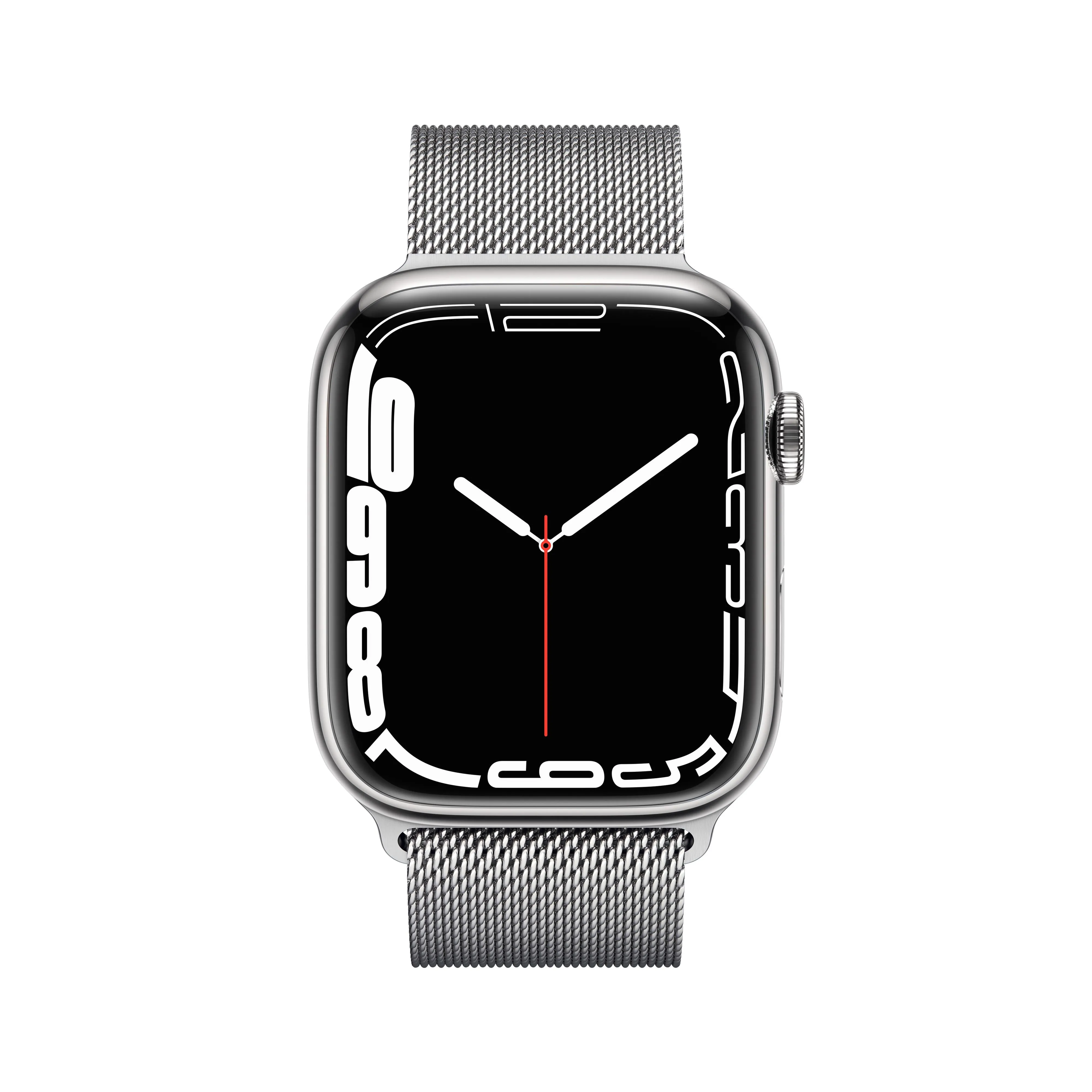 Apple Watch Series 7 GPS   Cellular, 45mm Silver Stainless Steel Case with Silver Milanese Loop