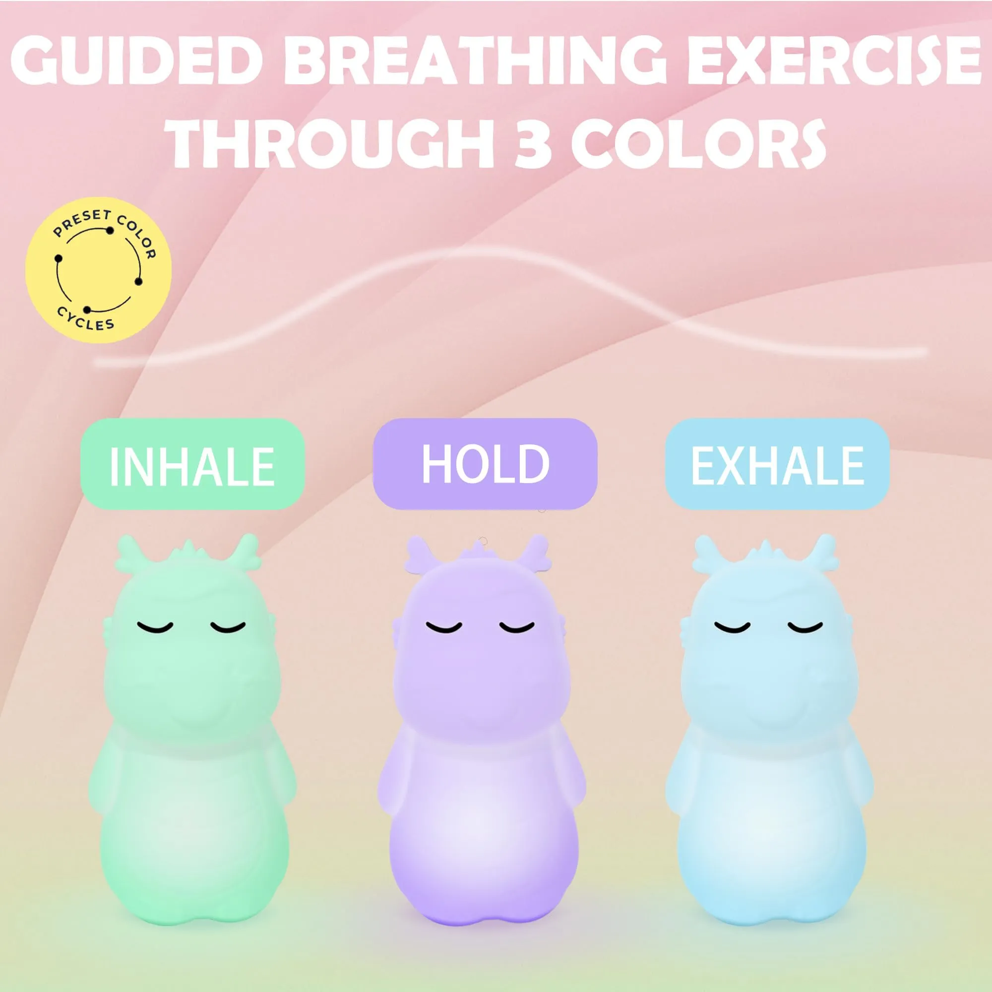 'Breathing Dragon' Guided Visual Meditation Tool | Mindfulness and ADHD Stress Anxiety Relief | 4-in-1 Sleep Aid Device with Night Light for Clam Your Mind for Stress | Gift for Adults & Kids INNERZEN