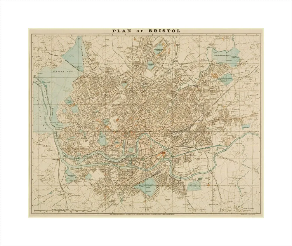 Bristol Map, 1900: Plan of Bristol, G.W. Bacon and Co. Ltd.