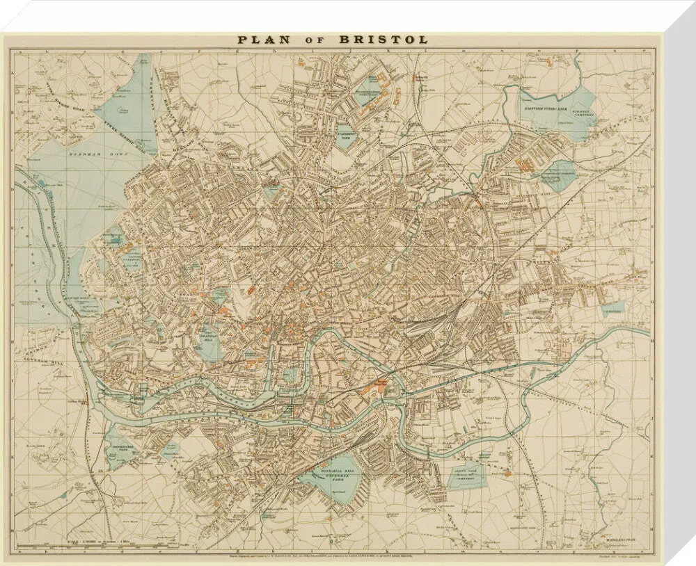 Bristol Map, 1900: Plan of Bristol, G.W. Bacon and Co. Ltd.