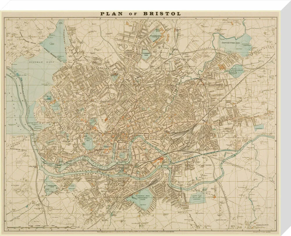 Bristol Map, 1900: Plan of Bristol, G.W. Bacon and Co. Ltd.