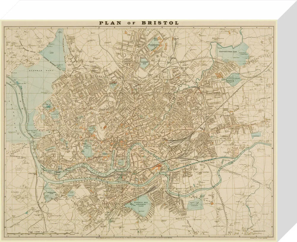 Bristol Map, 1900: Plan of Bristol, G.W. Bacon and Co. Ltd.