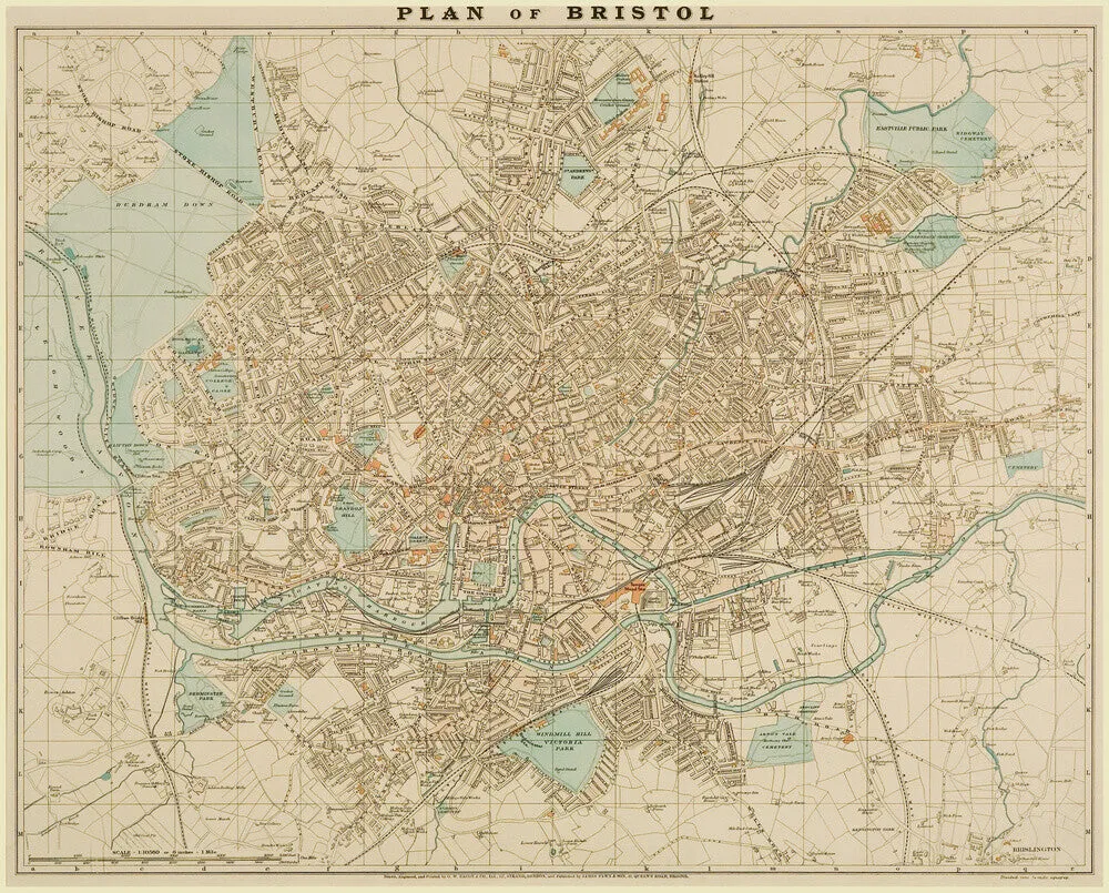 Bristol Map, 1900: Plan of Bristol, G.W. Bacon and Co. Ltd.