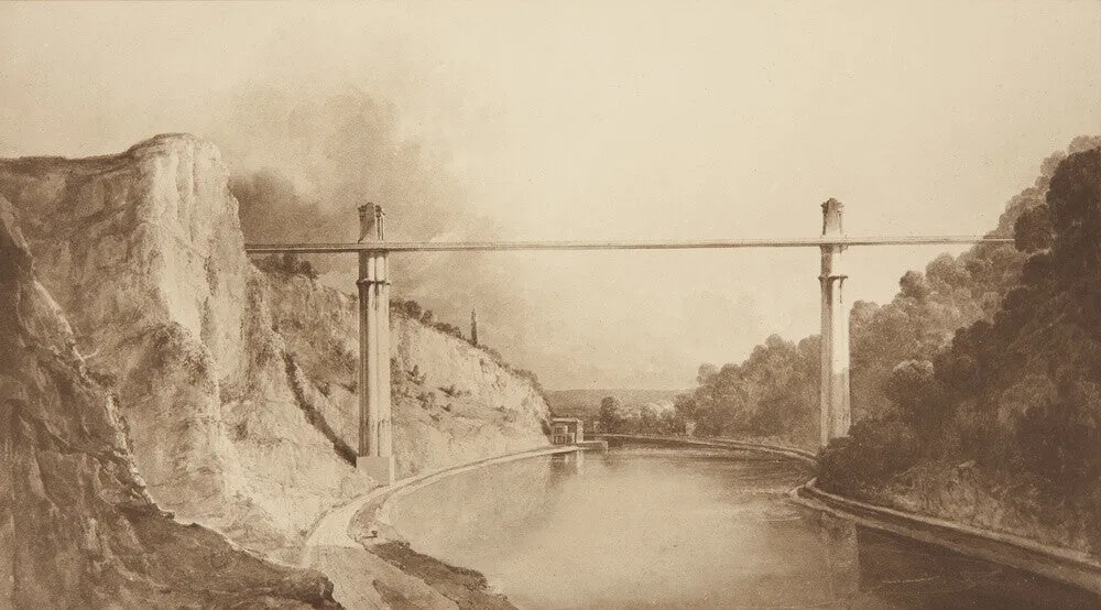 Bristol Plan, 1830: Brunel's Design For Clifton Suspension Bridge, Showing Span of Bridge