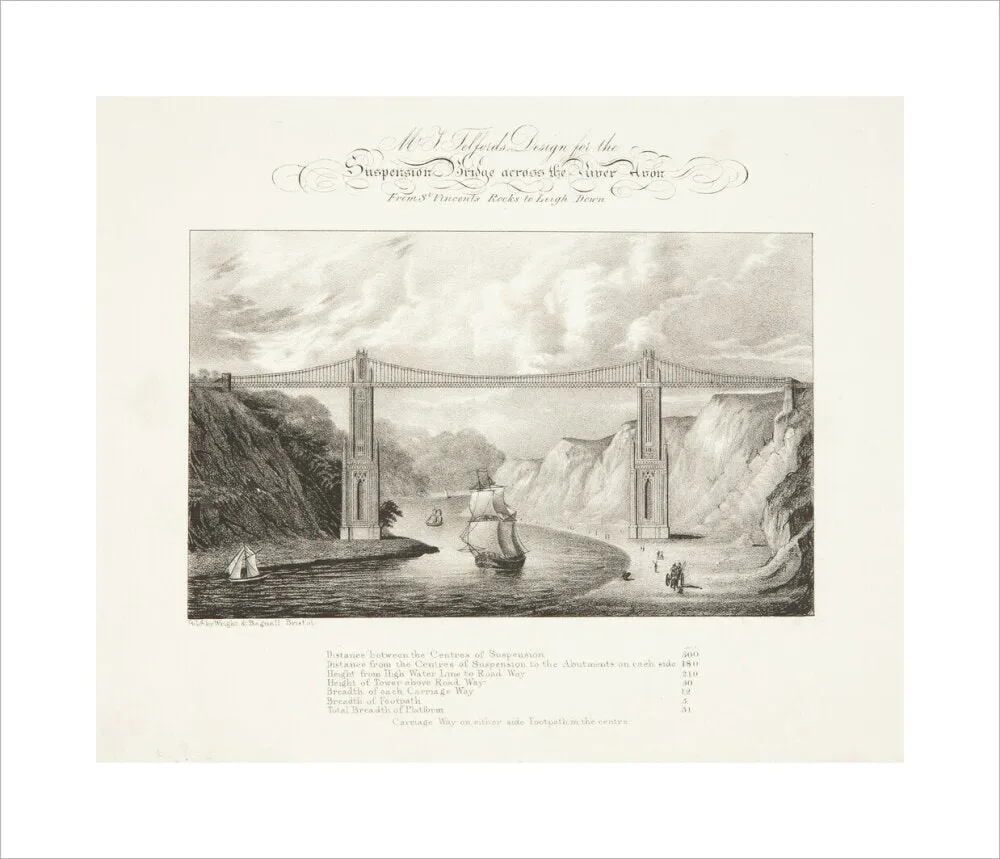 Bristol Plan, 1830: Mr T. Telford's Design For the Suspension Bridge Across the River Avon