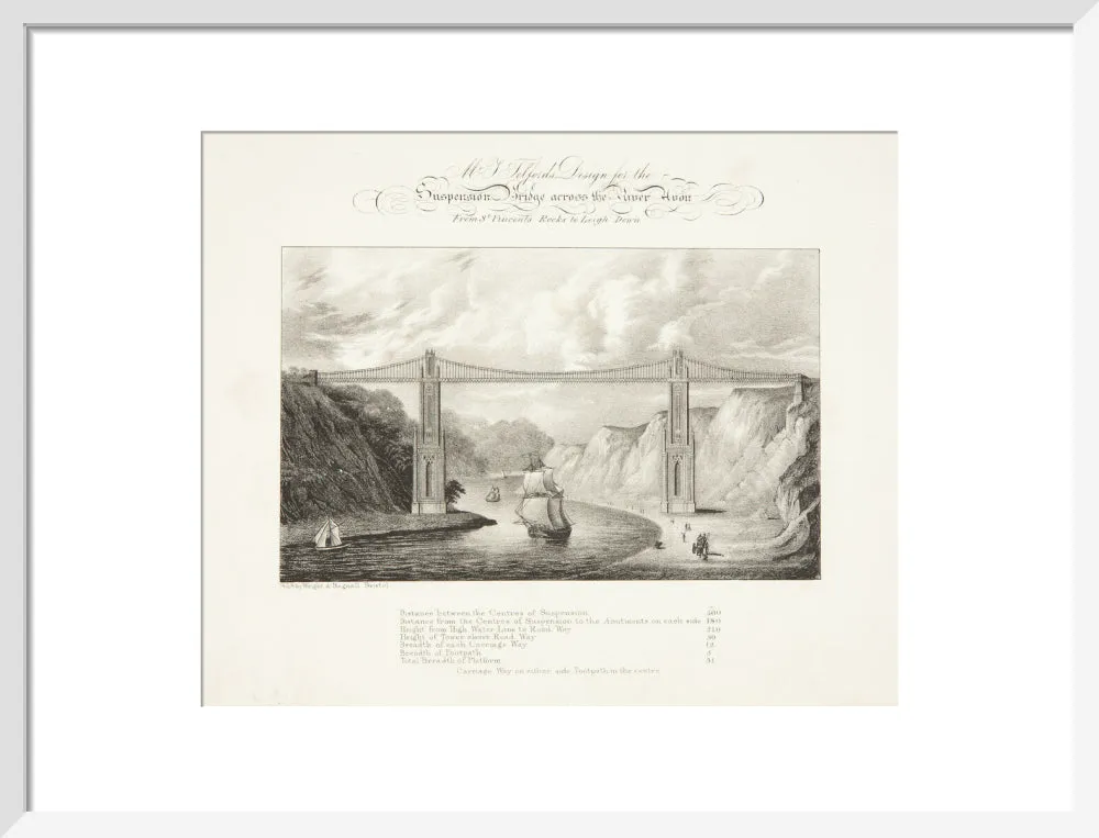 Bristol Plan, 1830: Mr T. Telford's Design For the Suspension Bridge Across the River Avon