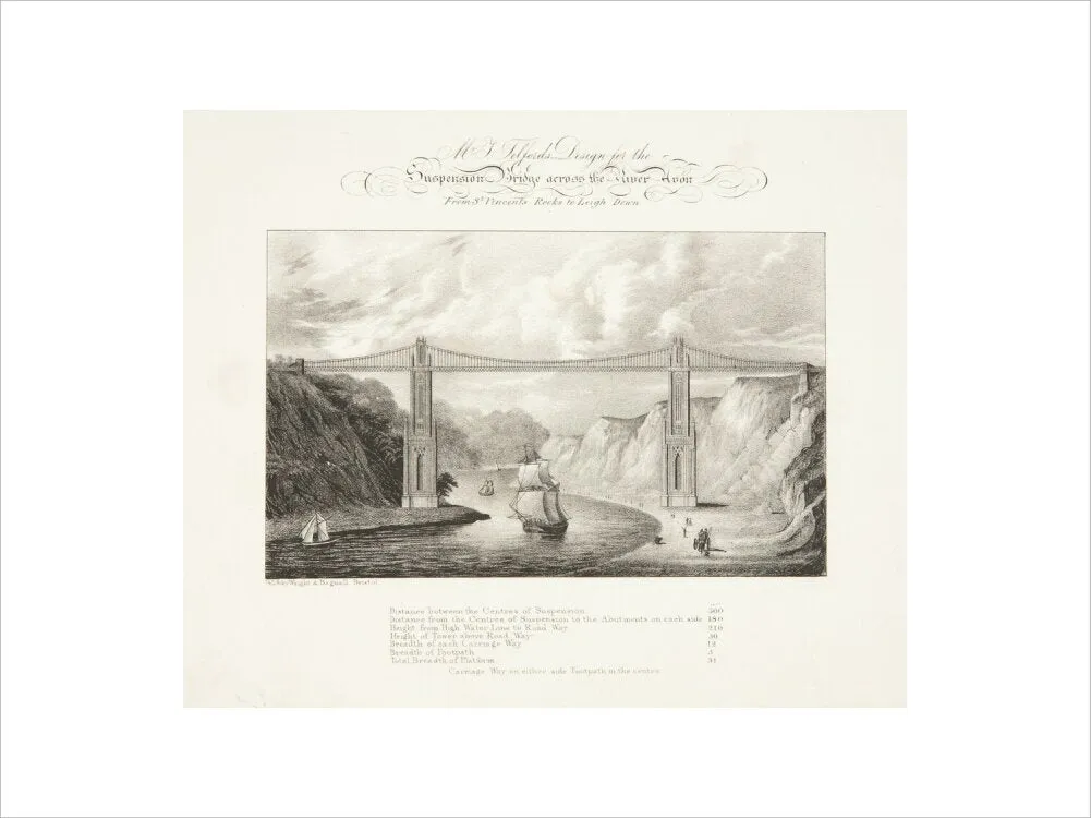 Bristol Plan, 1830: Mr T. Telford's Design For the Suspension Bridge Across the River Avon