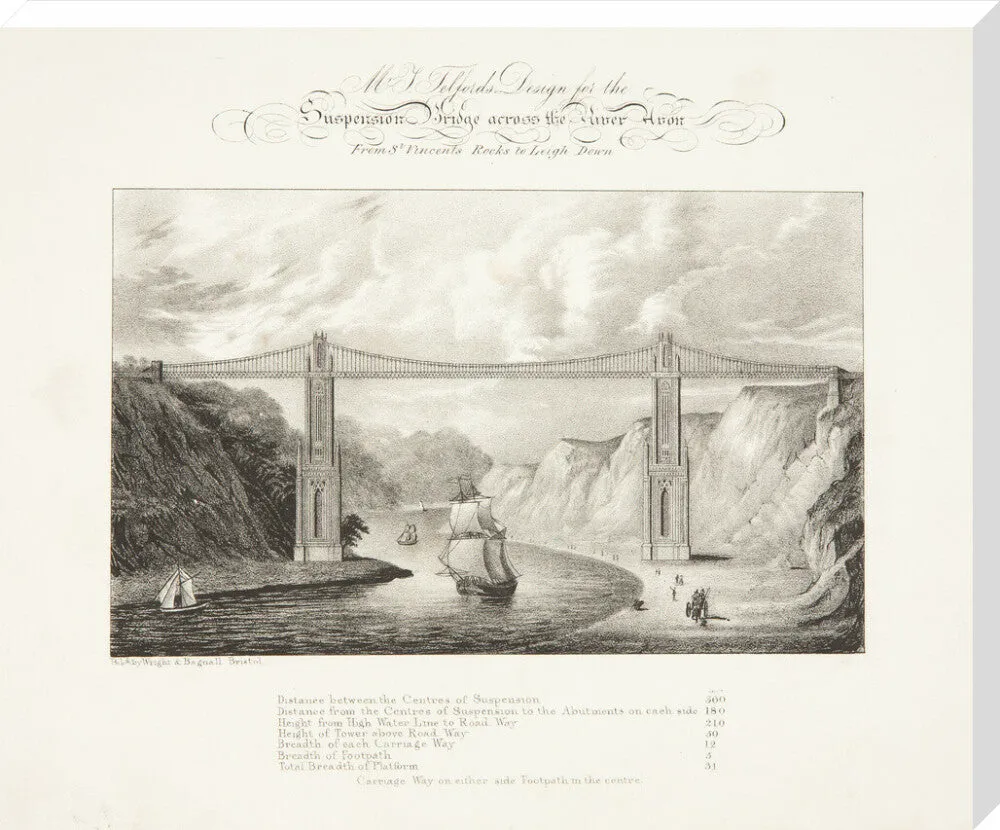 Bristol Plan, 1830: Mr T. Telford's Design For the Suspension Bridge Across the River Avon