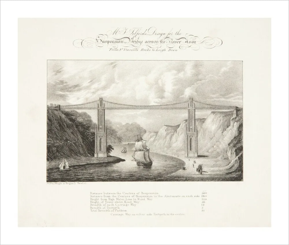 Bristol Plan, 1830: Mr T. Telford's Design For the Suspension Bridge Across the River Avon