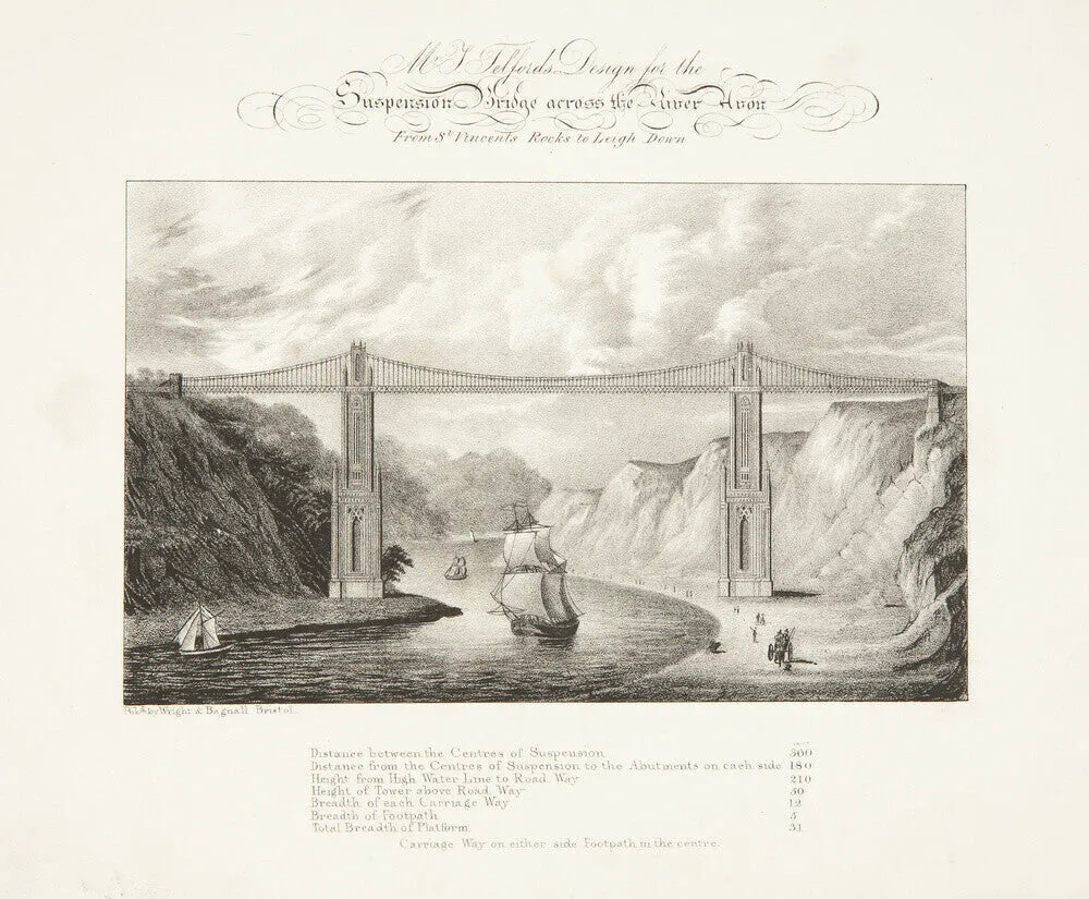 Bristol Plan, 1830: Mr T. Telford's Design For the Suspension Bridge Across the River Avon