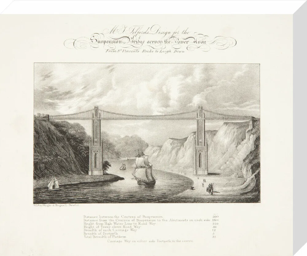 Bristol Plan, 1830: Mr T. Telford's Design For the Suspension Bridge Across the River Avon