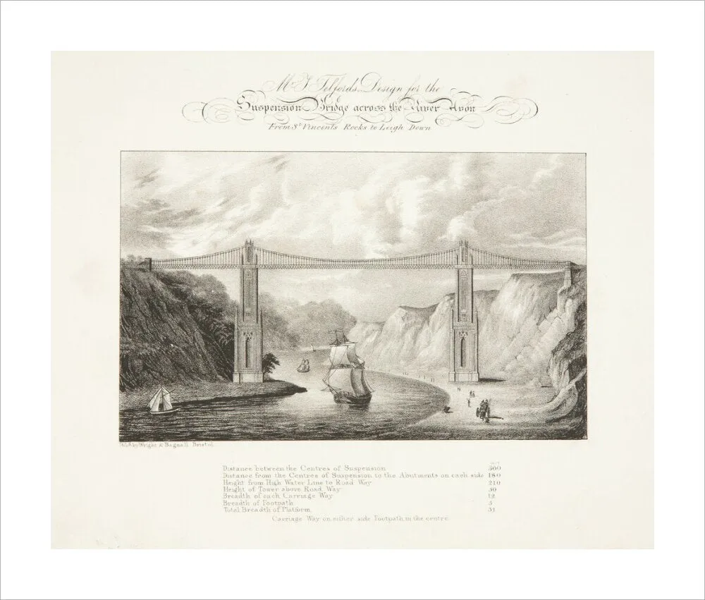 Bristol Plan, 1830: Mr T. Telford's Design For the Suspension Bridge Across the River Avon