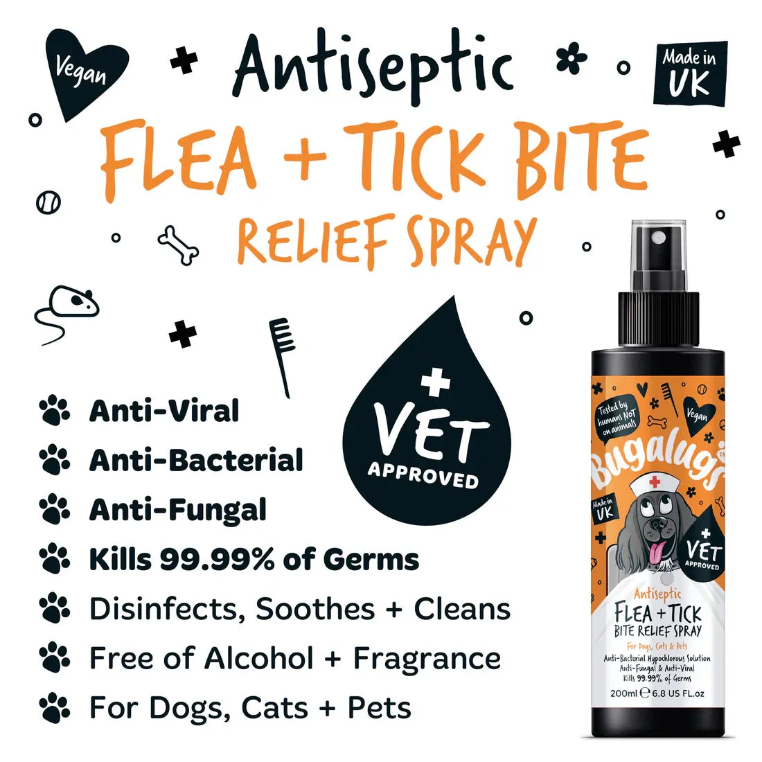 Bugalugs Antiseptic Flea & Tick Bite Relief 200ml