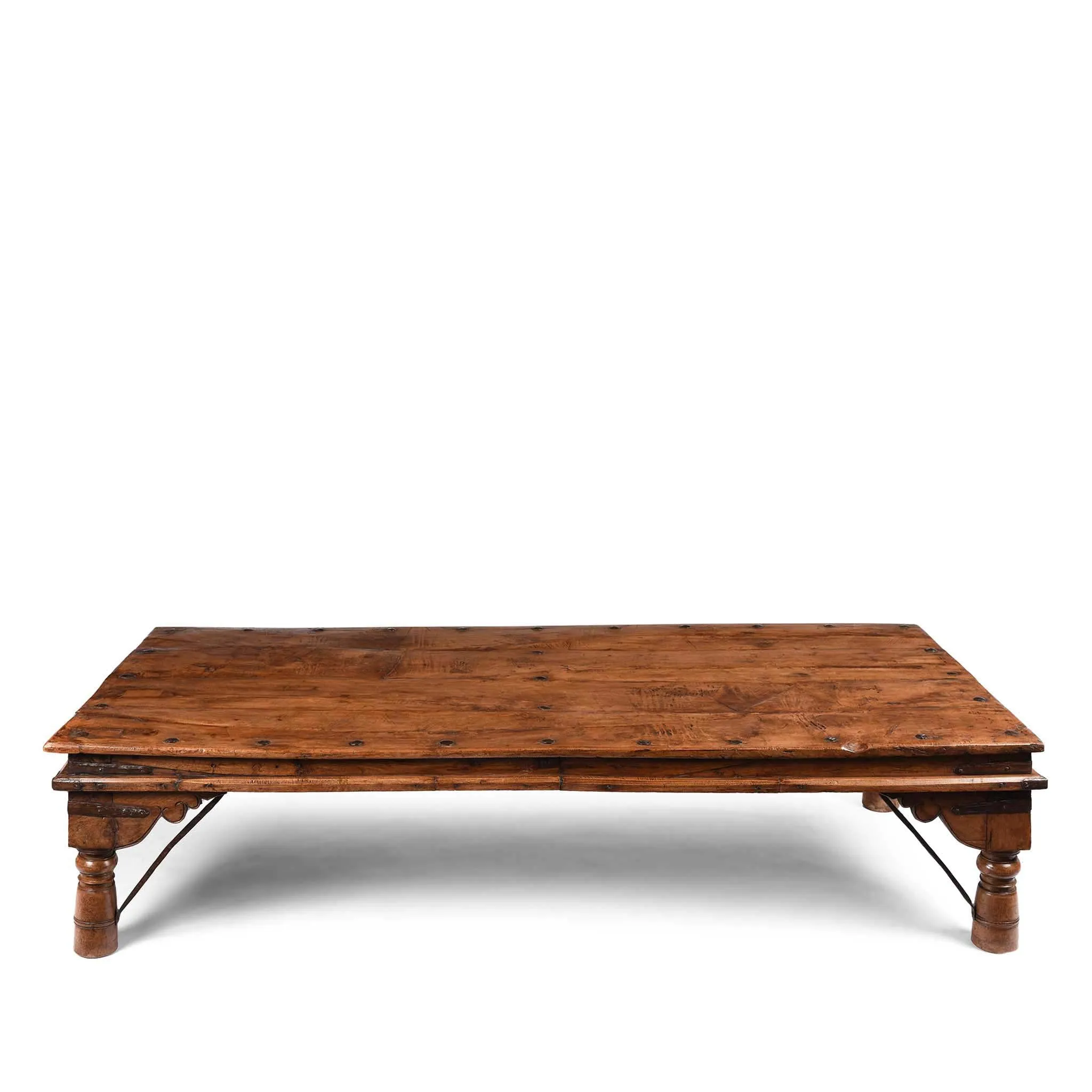 Carved Acacia Wood Takhat Table From Rajasthan - 19thC