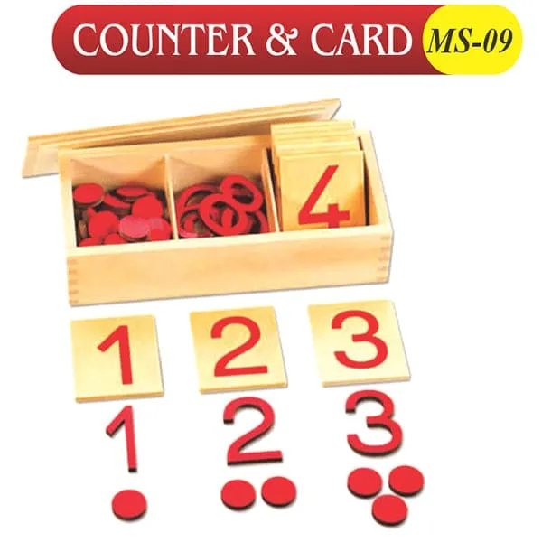 Early learning Wooden Montessori Cards and Counters Toy for Toddler