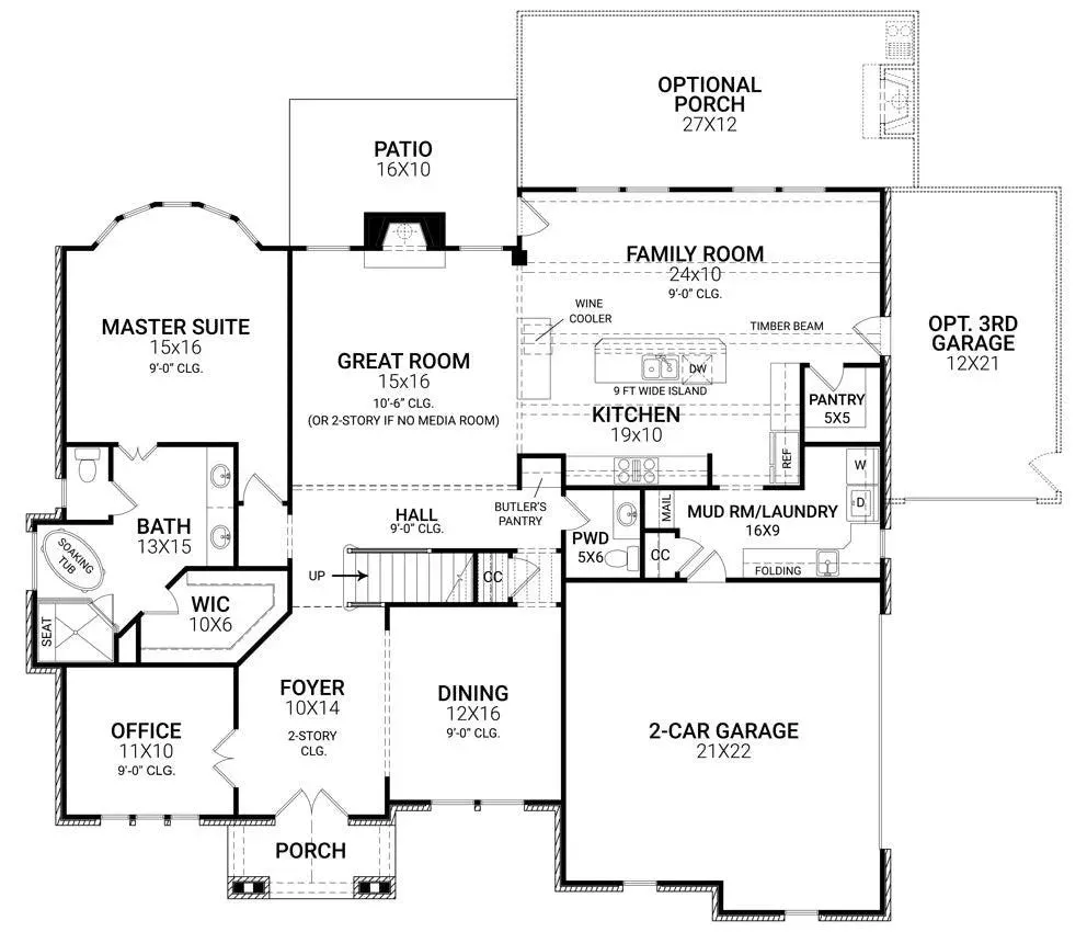 Elegant 4-Bedroom Home Plan with Bonus Room and Stone Exterior