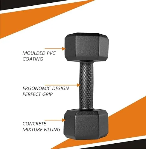 FACTO POWER PVC (Hex Shape) Dumbbells (1 Kg. X 2 = 2 Kg) Pack of 2 for Home Gym Equipment Fitness Barbell|Gym Exercise|Home Workout | Fitness Kit|Dumbbells Weights for Whole Body Workout