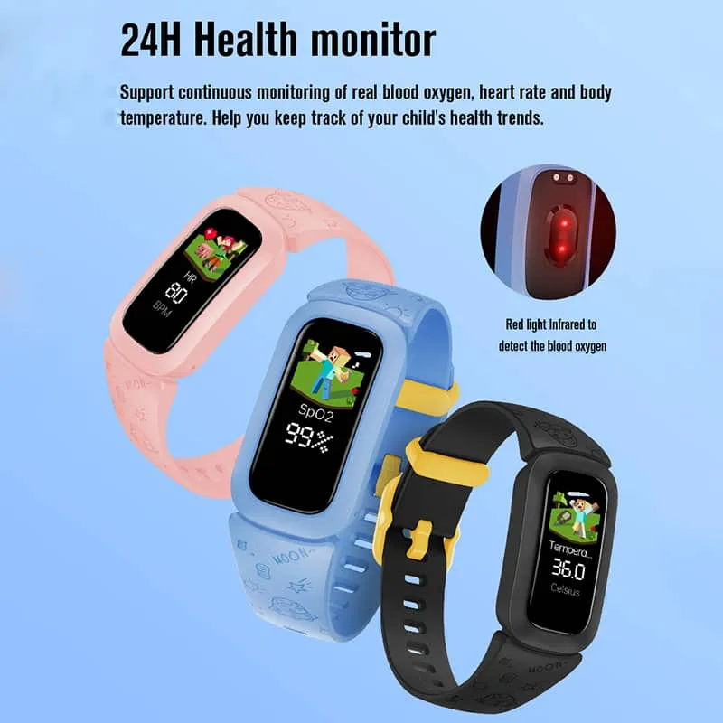 Findtime Kids Smart Watch IP68 Waterproof Heart Rate Monitor Blood Oxygen Body Temperature