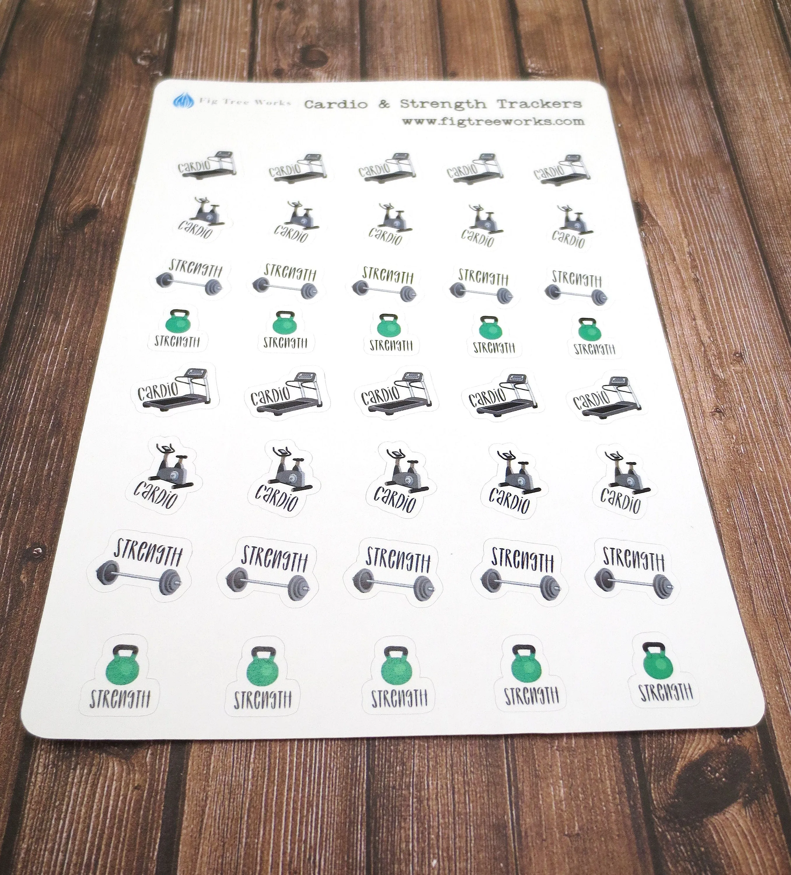 Fitness Exercise Planner Stickers  |  Strength Workout Tracker Sheet  l  Cardio Workout Tracker Sheet, Kiss Cut, Matte Finish