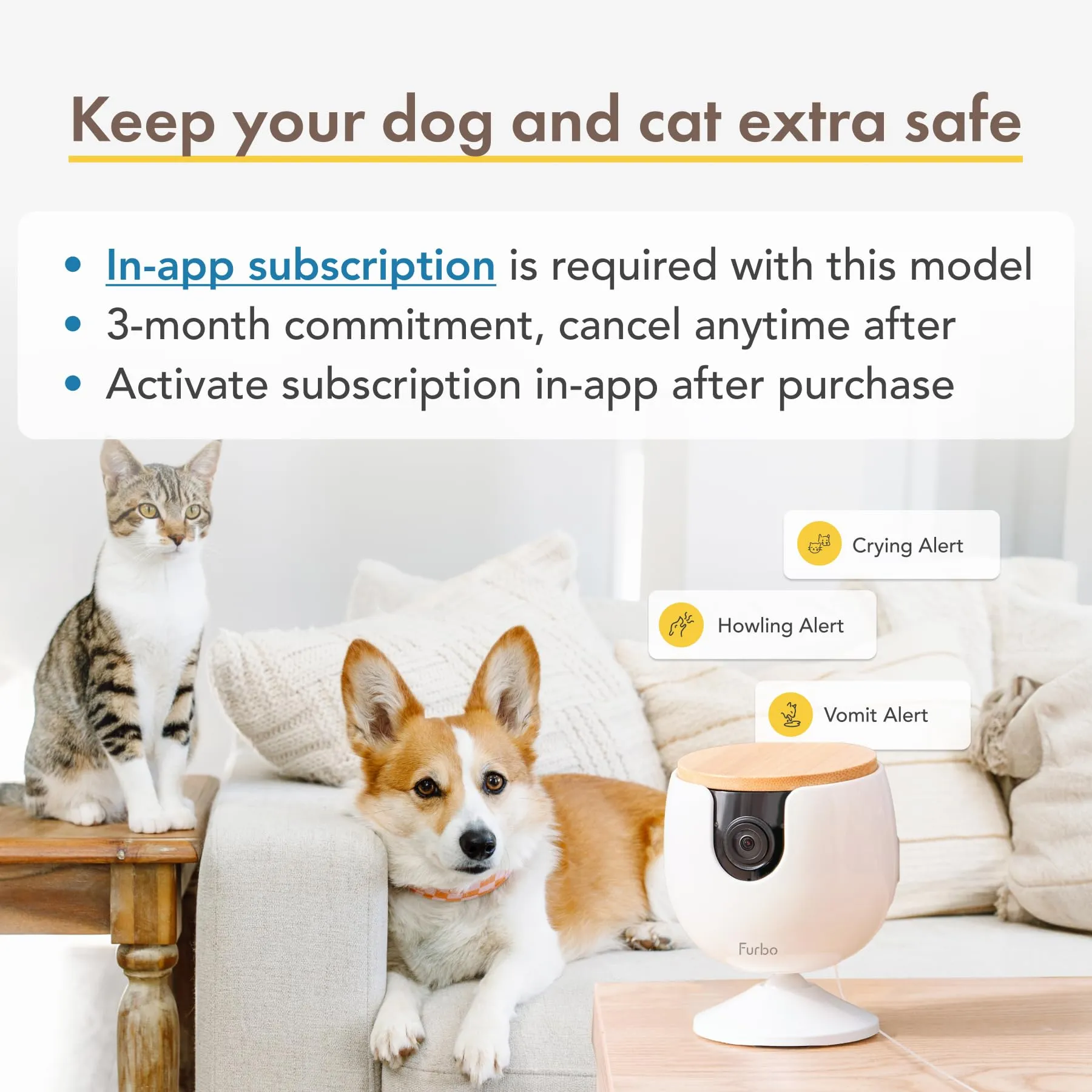 Furbo Mini New Pet Camera   Nanny Bundle: Home Security & Cat, Dog Safety Alerts, Pet Camera with Speaker, Smart Home Indoor Cam w Phone App & Night Vision (Additional Subscription Required at Setup)