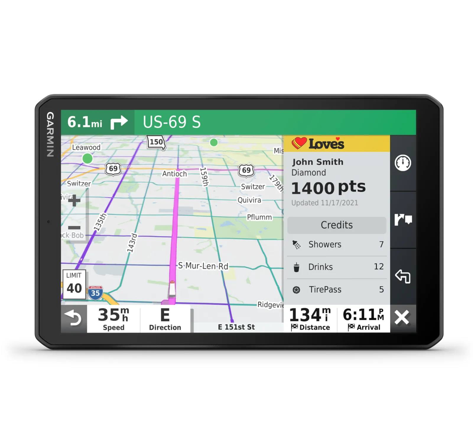 Garmin dezl OTR610 Series Easy-to-Read GPS Truck Navigator