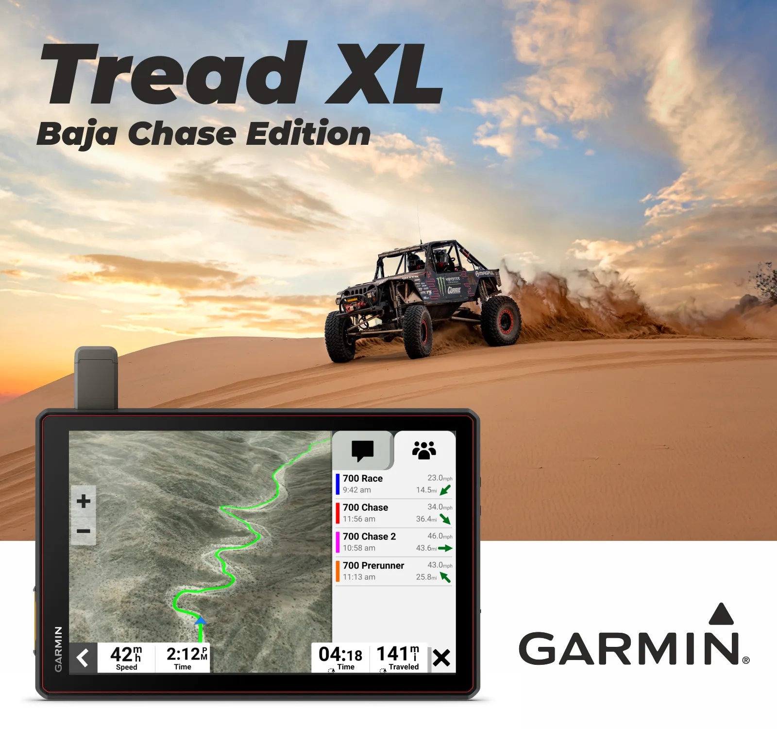 Garmin Tread XL - Baja Edition, Rugged, ultrabright 10” Off-Road Navigator, Portable GPS, Team Tracking with Built-in inReach Satellite Communication with Wearable4U Bundle