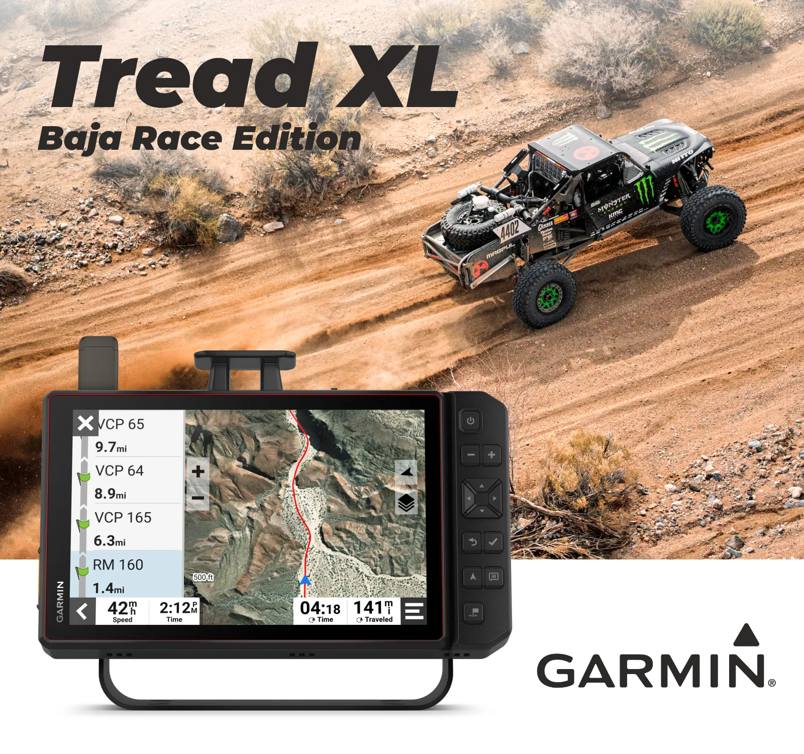 Garmin Tread XL - Baja Edition, Rugged, ultrabright 10” Off-Road Navigator, Portable GPS, Team Tracking with Built-in inReach Satellite Communication with Wearable4U Bundle