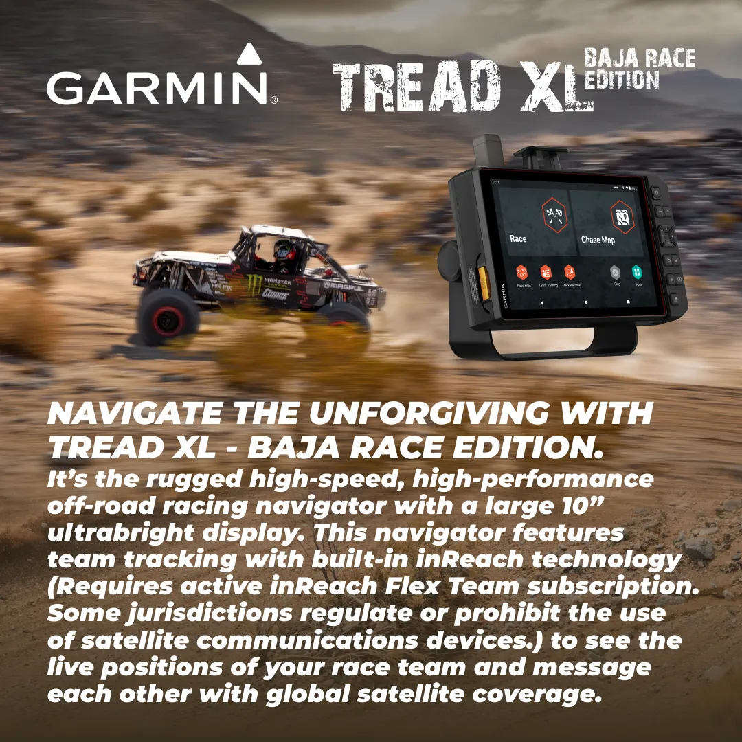 Garmin Tread XL - Baja Edition, Rugged, ultrabright 10” Off-Road Navigator, Portable GPS, Team Tracking with Built-in inReach Satellite Communication with Wearable4U Bundle