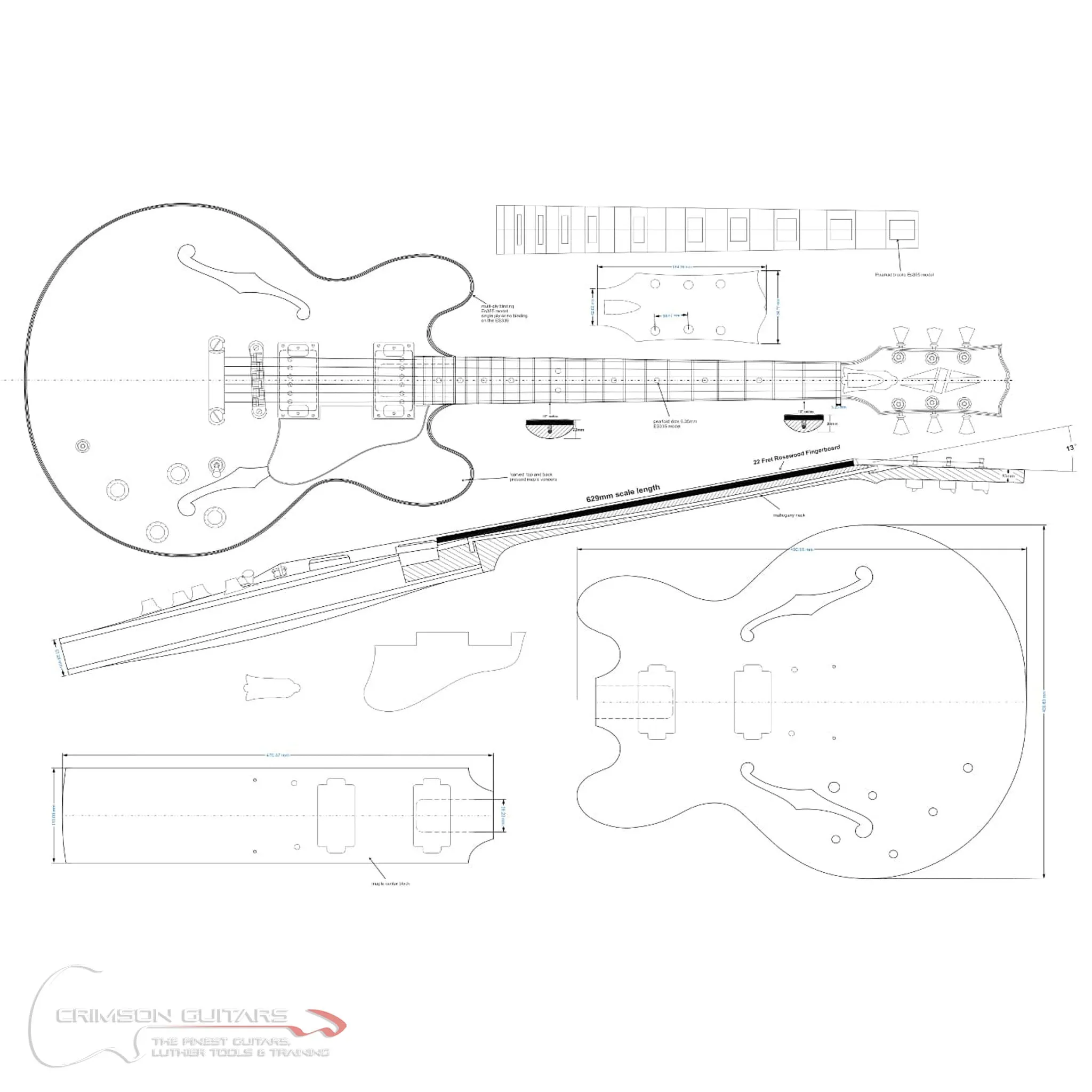 Guitar Plans - ES-355-Type