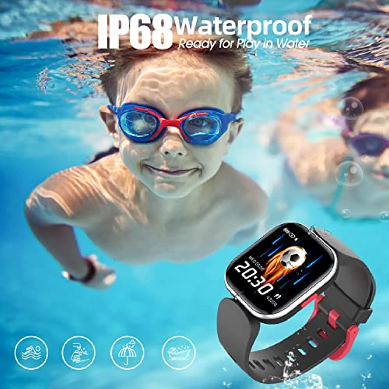 Kids Fitness Activity Tracker Watch, 1.4" DIY Watch Face IP68 Waterproof Kids Smart Watch with 19 Sport Modes, Pedometers, Heart Rate, Sleep Monitor, Great Gift for Boys Girls Teens 6 