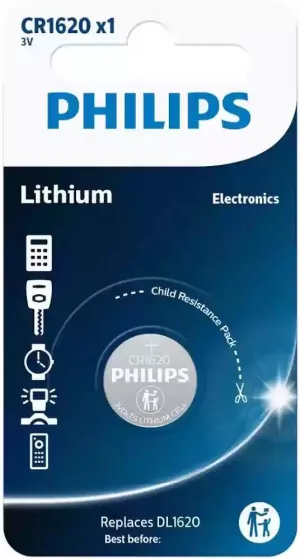 PHILIPS  LITHIUM COIN CELL (CR1620) - 3V