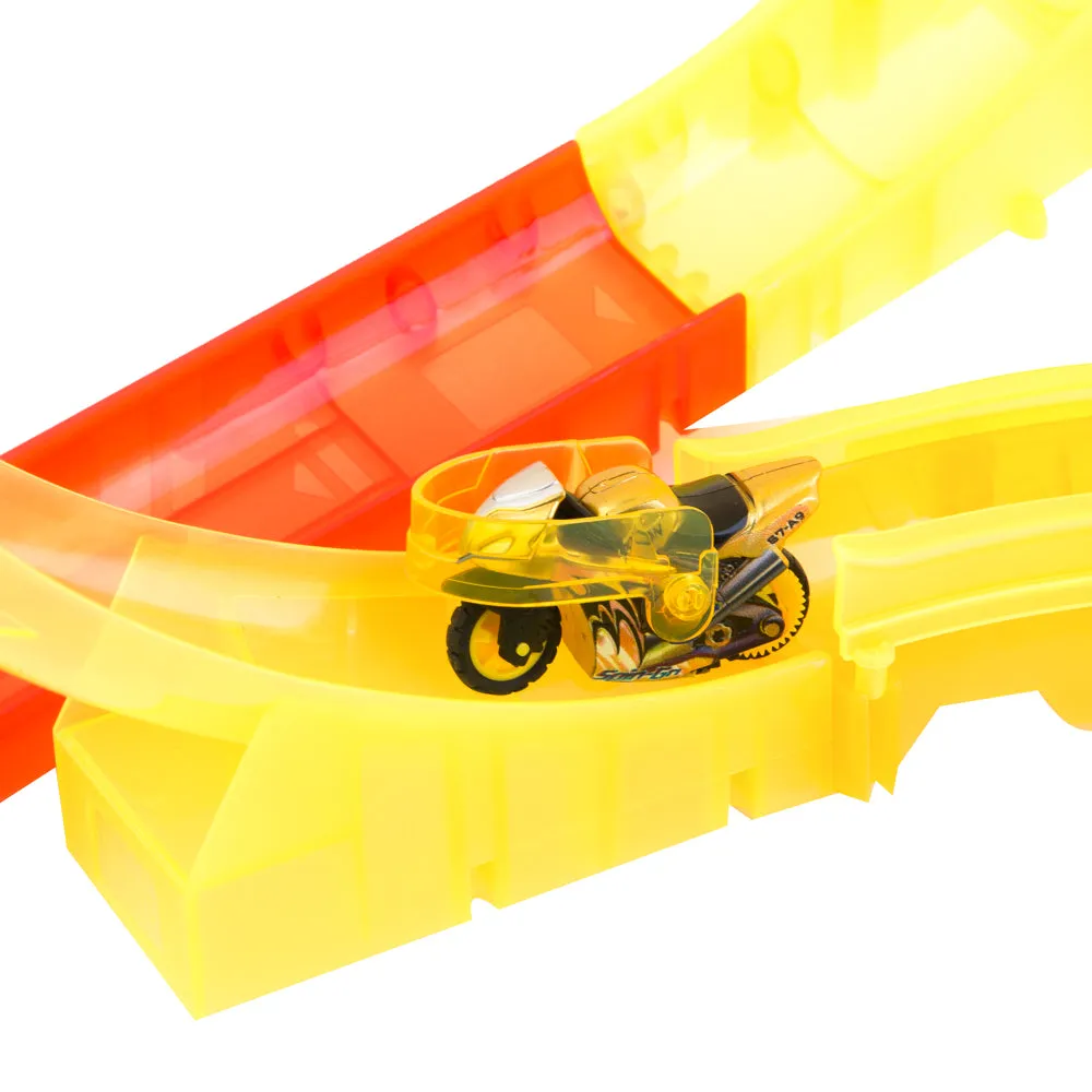 PROLOSO Friction Powered Toy Push and Go Cars Inertia Vehicles with Tracks