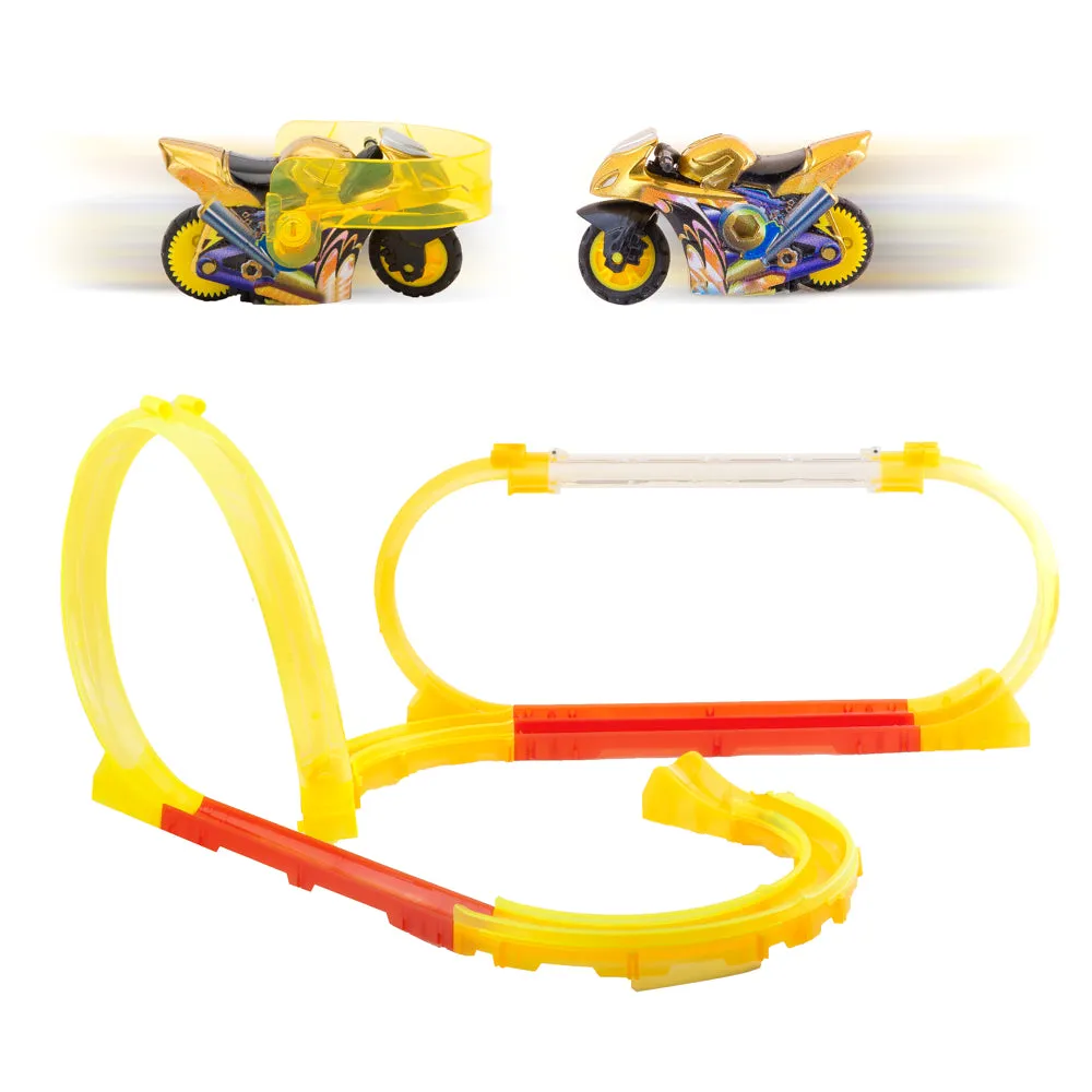 PROLOSO Friction Powered Toy Push and Go Cars Inertia Vehicles with Tracks