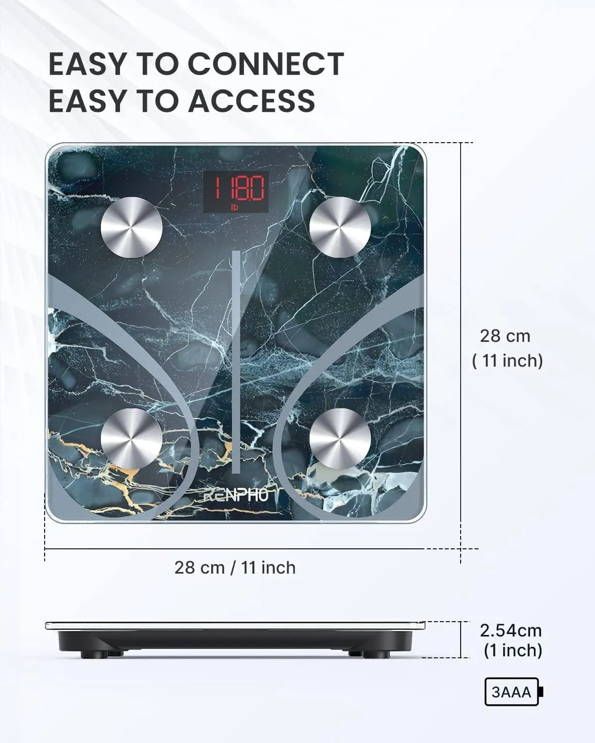 RENPHO Scale for Body Weight, Smart Fat Digital Bathroom Wireless Weight Scale, Composition Analyzer with Smartphone App Sync Bluetooth, 396Lbs - Elis 1