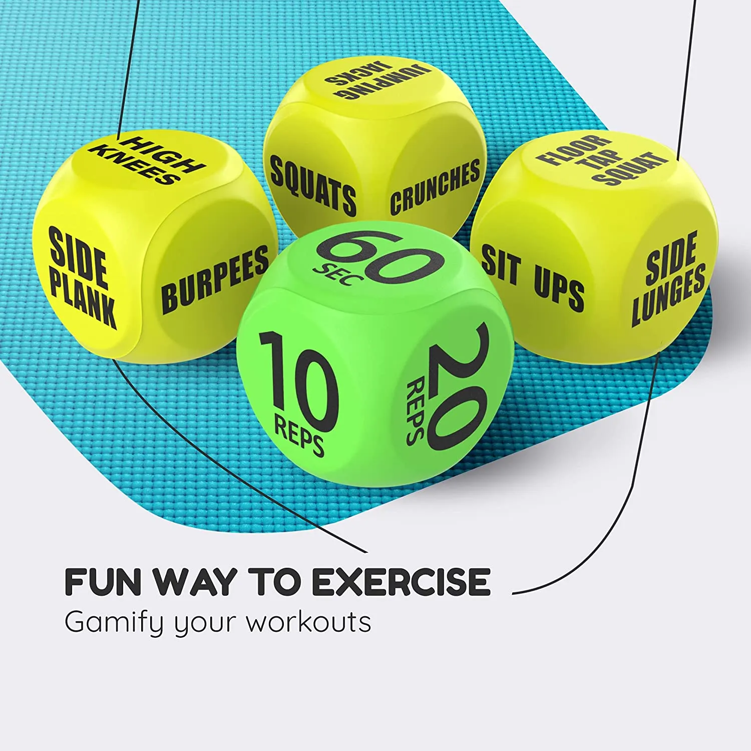 Skywin Workout Dice - Fun Exercise Dice for Solo or Group Classes, 6-Sided Foam Fitness Dice Great Dynamic Exercise Equipment