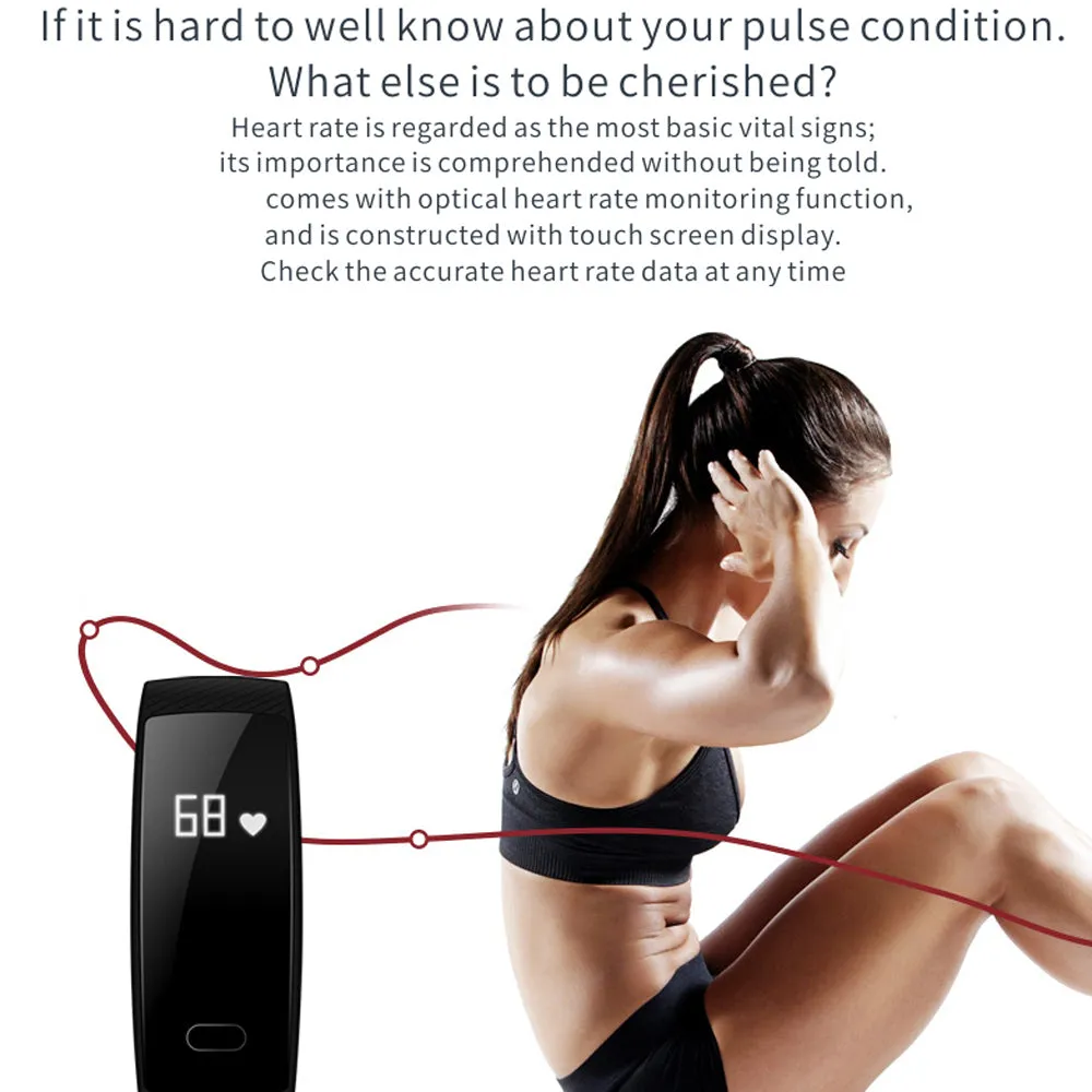 Smart Bracelet Fitness Band Heart Rate Pulse Blood Pressure Tracker Watch Pedometer