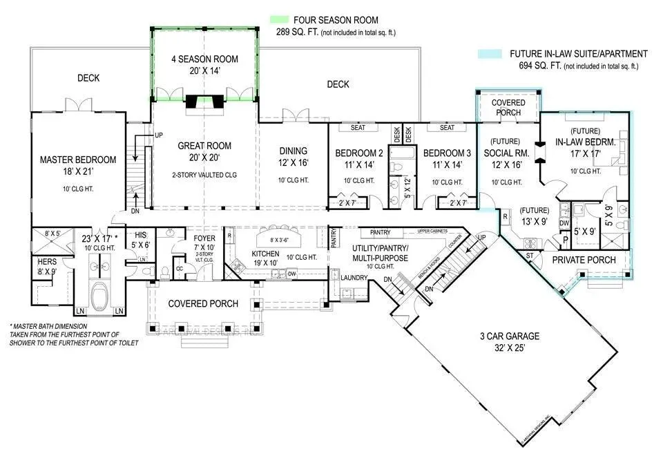 Spacious Family Home Plan: 2878 sq ft with 3 Bedrooms