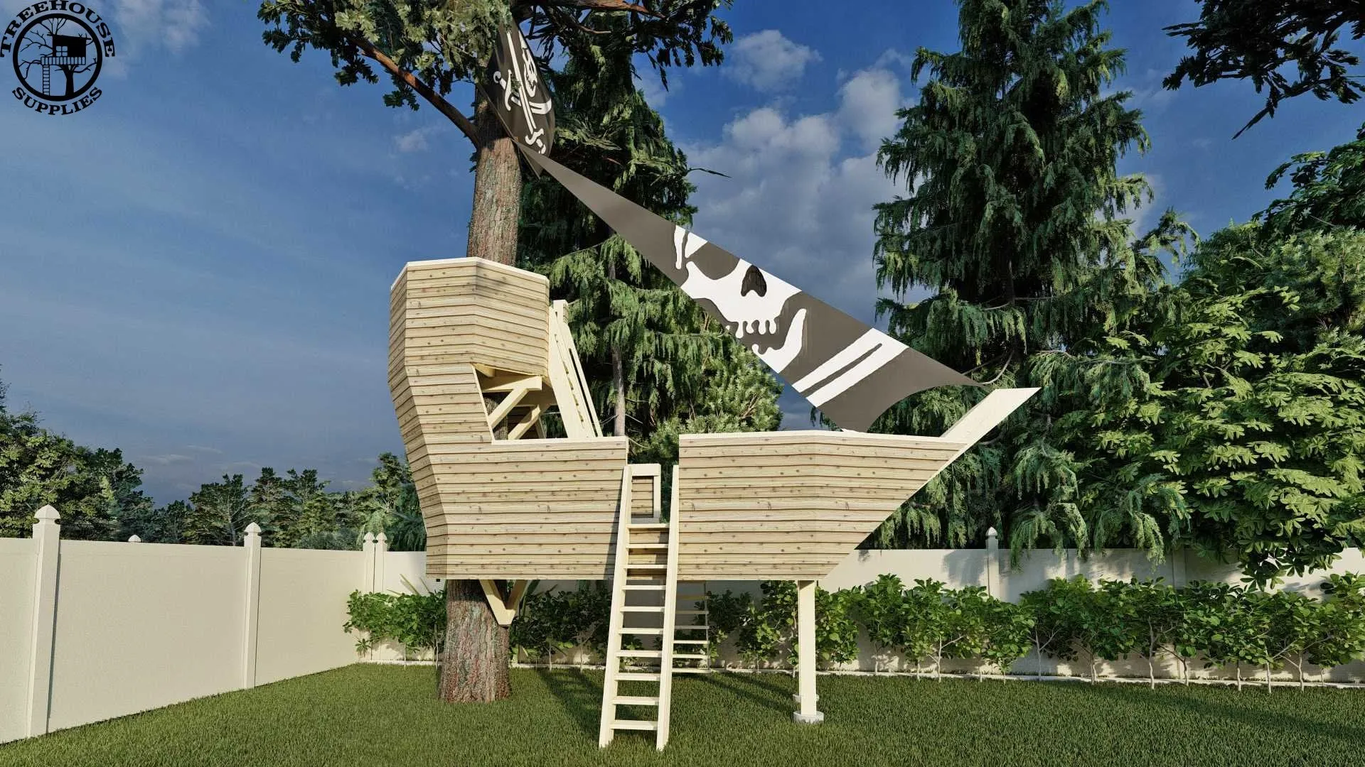 THE PIRATE SHIP  © 1 Tree 2 Post Treehouse Plan