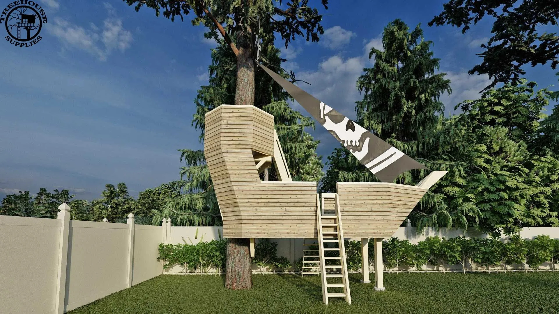 THE PIRATE SHIP  © 1 Tree 2 Post Treehouse Plan