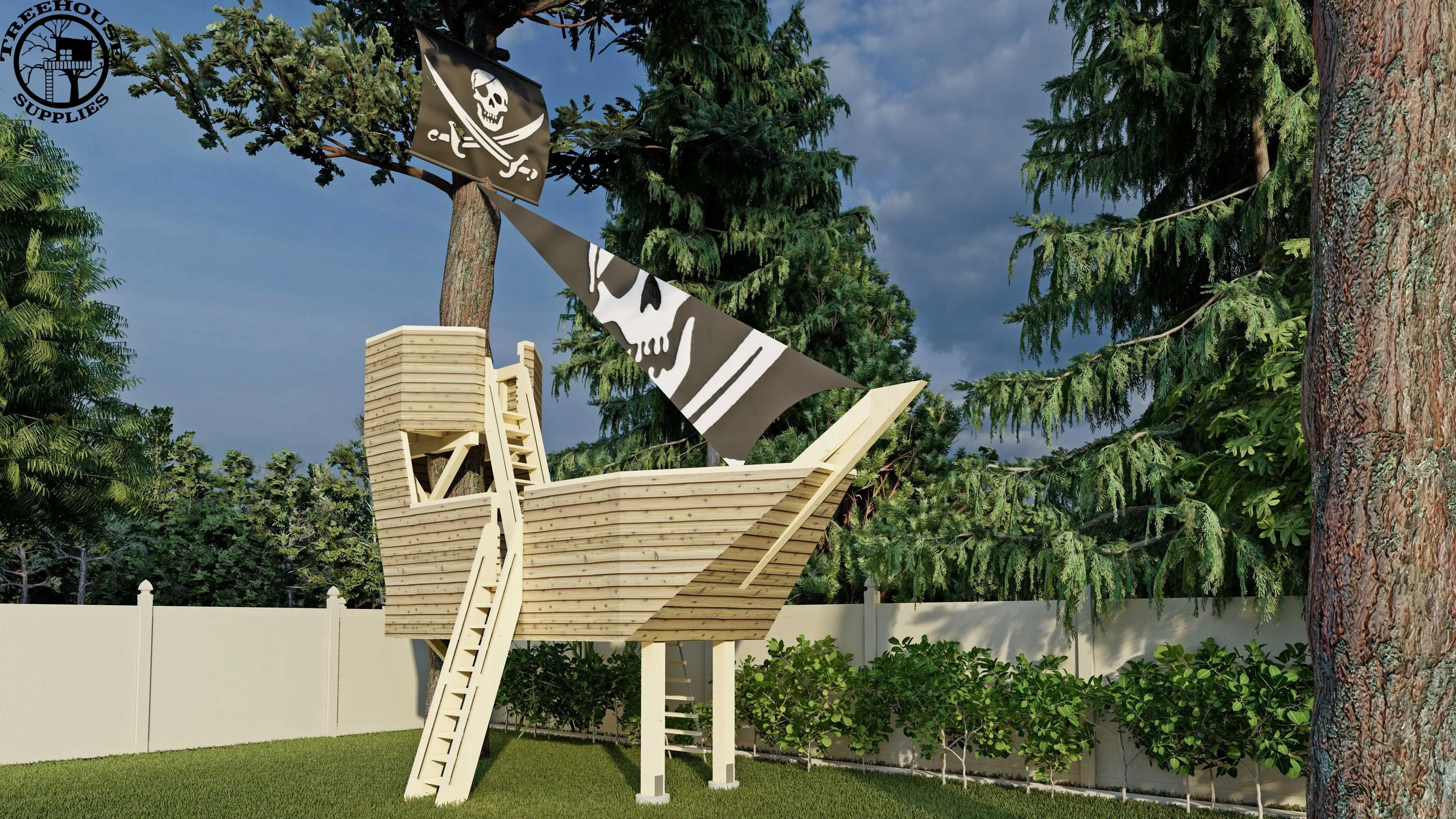 THE PIRATE SHIP  © 1 Tree 2 Post Treehouse Plan