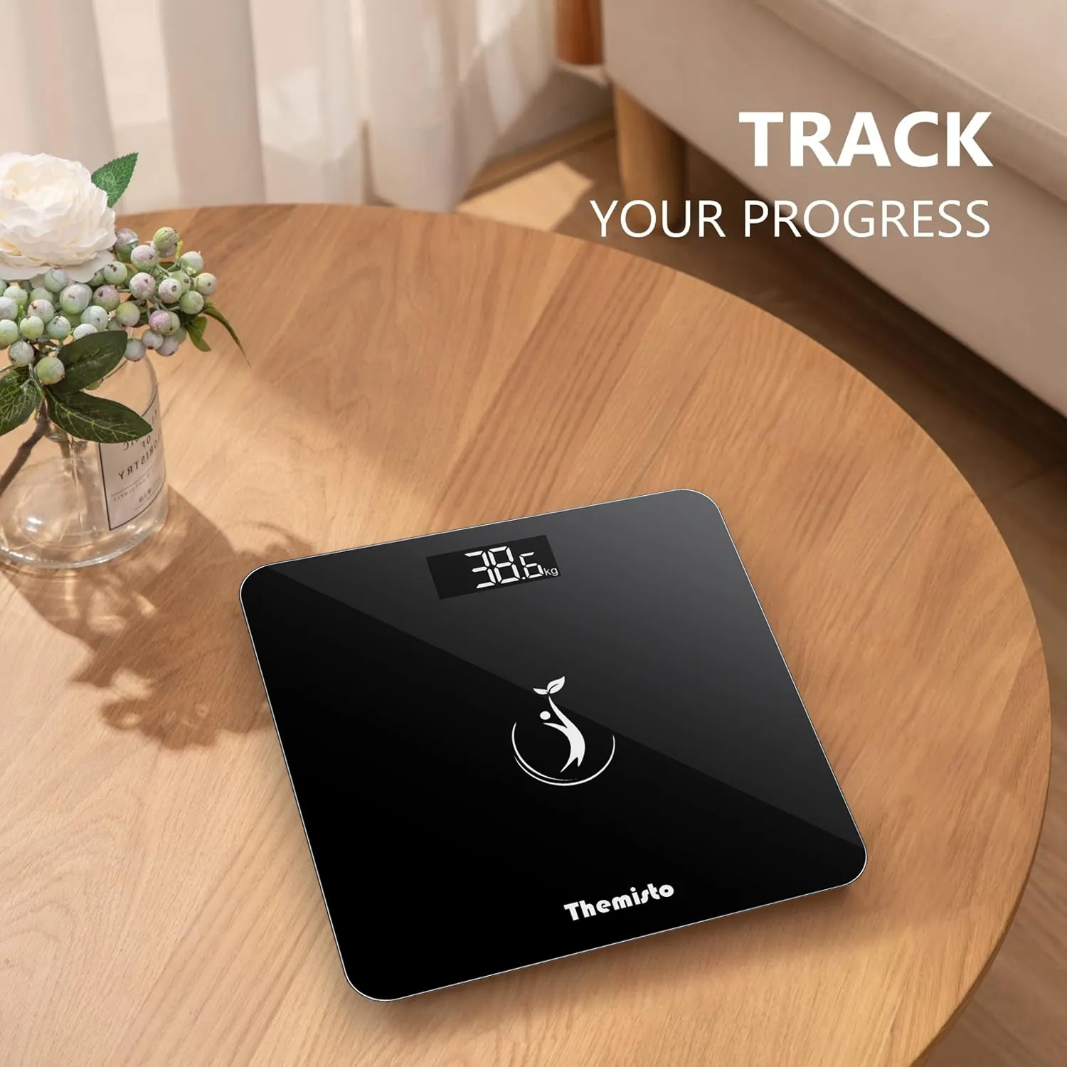 Themisto TH-WS50 Body weight Scale,With High Precision Sensors | 6 mm Tempered Glass | Backlit Display |