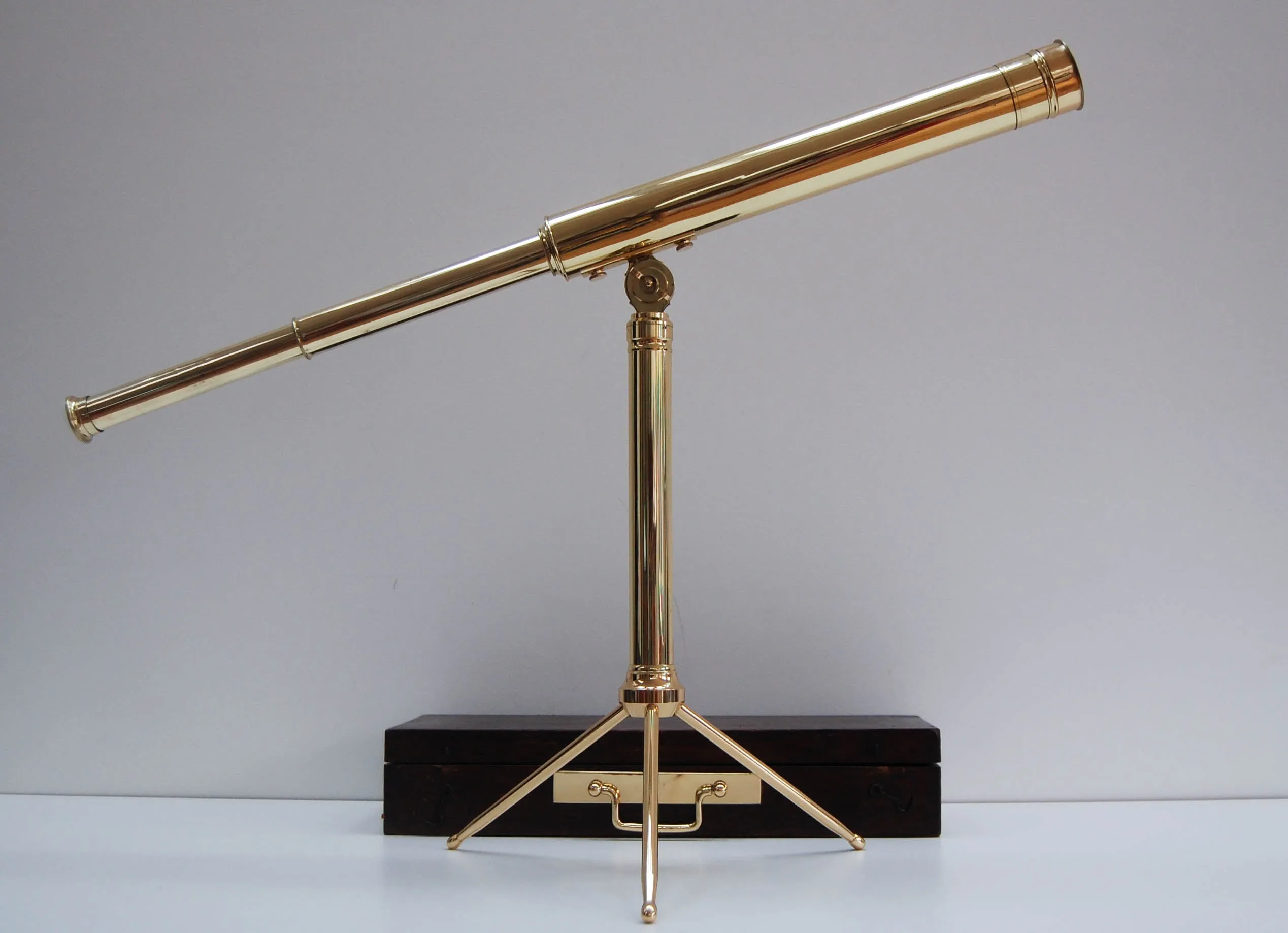 Victorian Cased Portable Desktop Telescope on Stand by Aitchison London