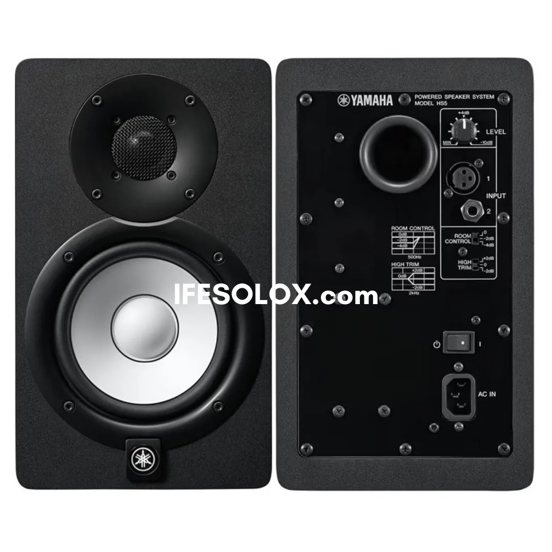 Yamaha HS5 Dual (2-Way) 5" Bass Reflex Bi-amplified Near Field Active Studio Monitors (Black) - Brand New